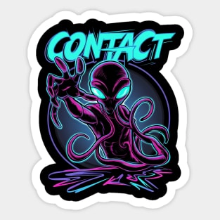 Contact - Neon Alien Sticker